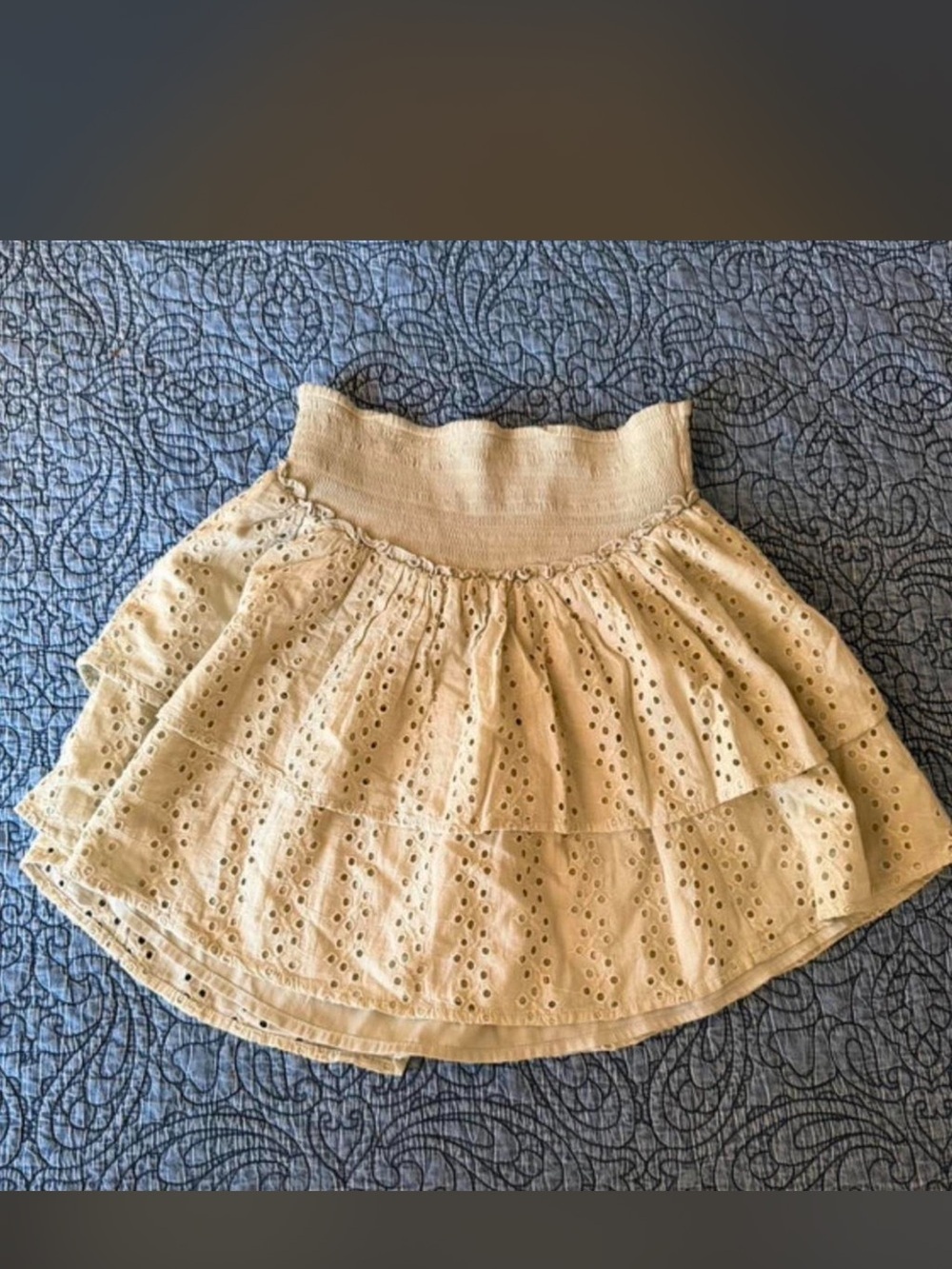 Hollister Beige Eyelet Tiered Skirt